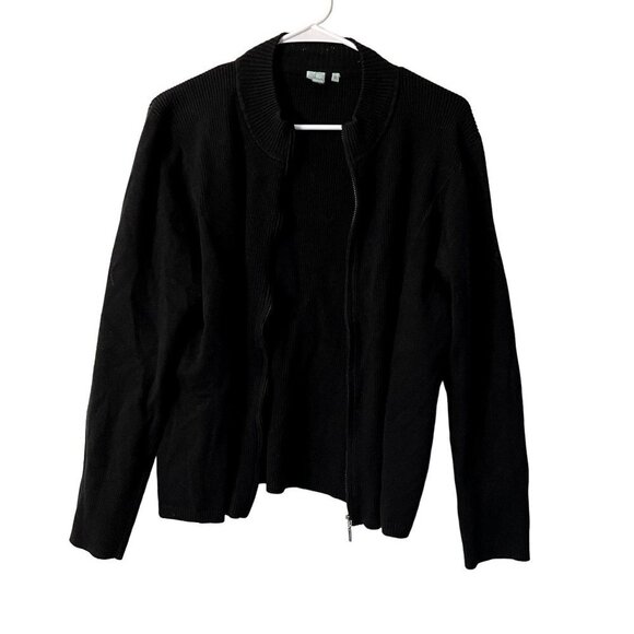 Shu Shu full zip knit jacket classic minimalistic warm black sweater - Picture 1 of 6